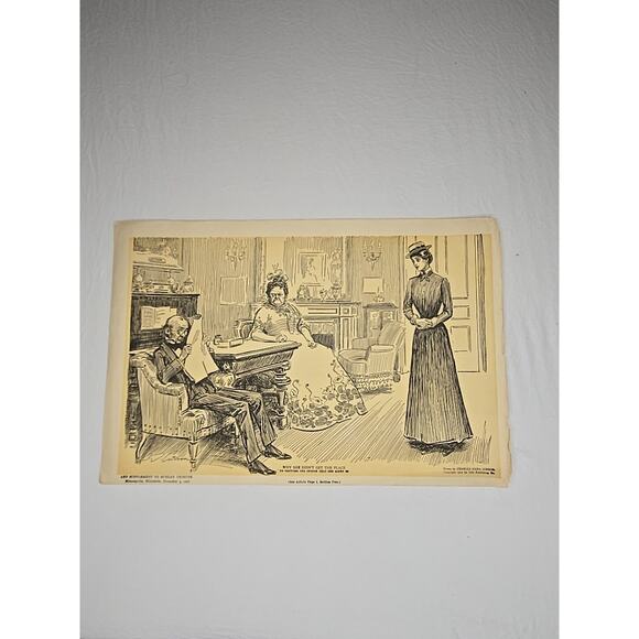 Antique 1906 Print Charles Dana Gibson Why She Didn't Get The Place Vintage Art - Picture 1 of 8